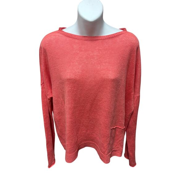 Eileen Fisher Organic Linen Coral Sweater - Size Small Long Sleeve Pullover - Picture 1 of 11
